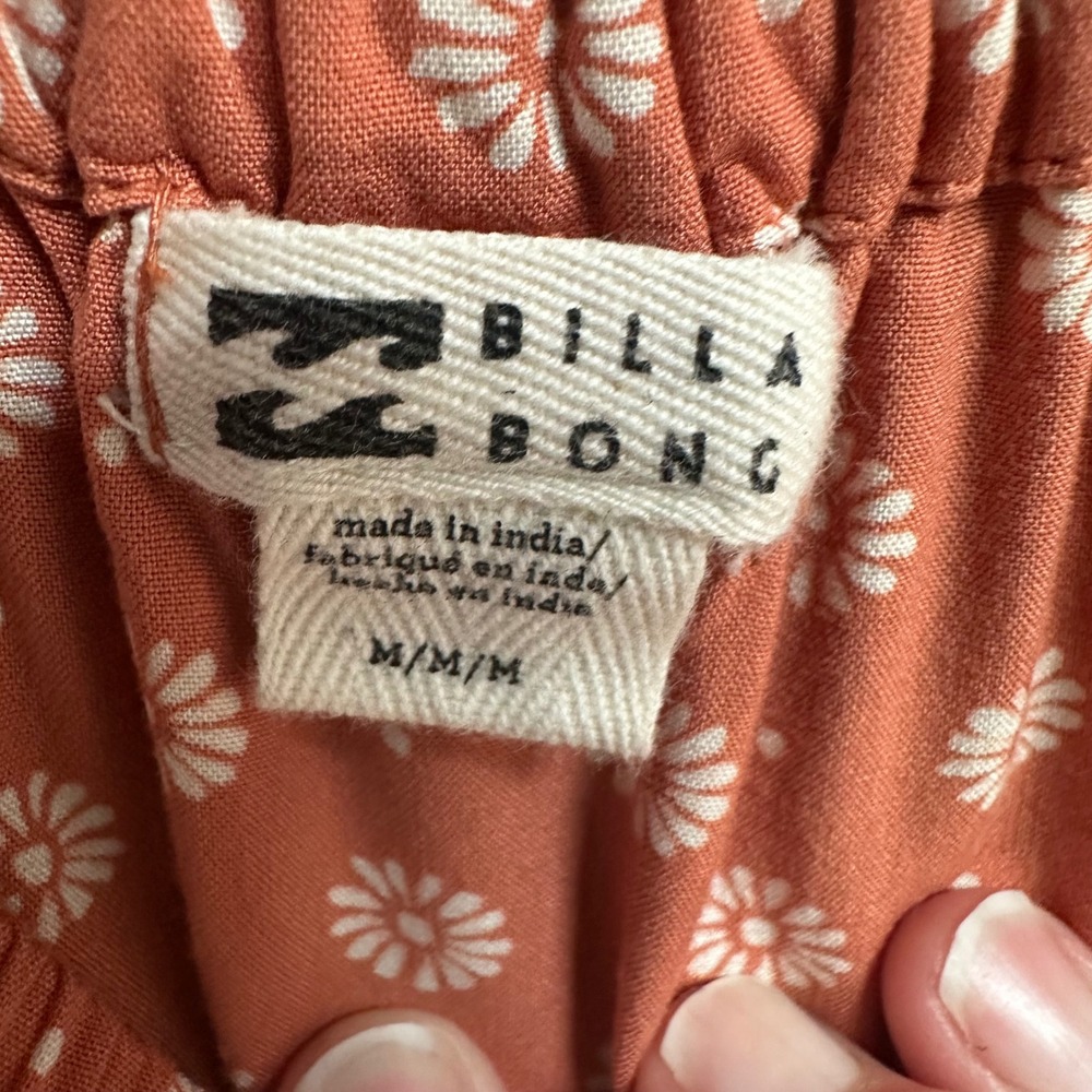Billabong Floral‎ Tiered Mini Dress Terracotta Orange Daisy Print Medium - Picture 3 of 7